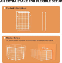 FXW Homeplus Unleashed Indoor Dog Playpen - Stress-Free and Safe Play, Heavy Duty 40 Inch 2 Wire Panels Dog Pen for Medium and Large Dogs, White│Patented