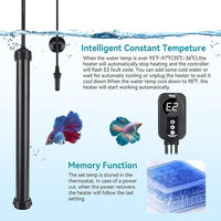 hygger Marine Aquarium Heater 200W,Titanium Heater with Digital LED Controller & Temperature Probe,Submersible Fish Tank Heater with Temperature Calibration,for Saltwater Freshwater Tank 30-40Gallon