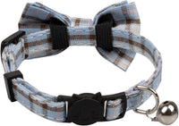 Cat Collar Breakaway Bowtie Safety with Bell Adjustbale Kitten Puppy - D-[2pcs] Grey - image 3
