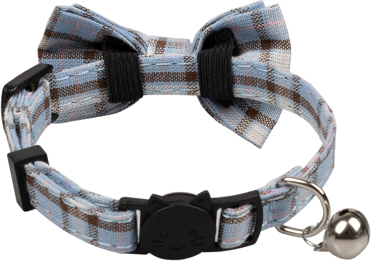 Cat Collar Breakaway Bowtie Safety with Bell Adjustbale Kitten Puppy - D-[2pcs] Grey - image 3