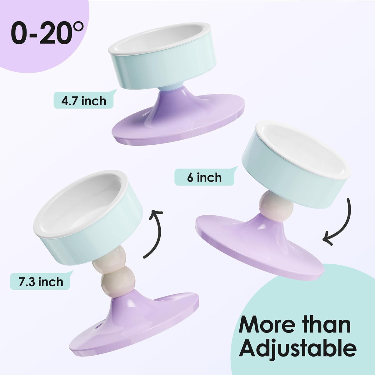 Ceramic Elevated Raised Cat Bowls, Cat Food Dish with Stand - Lavender & Mint - image 4