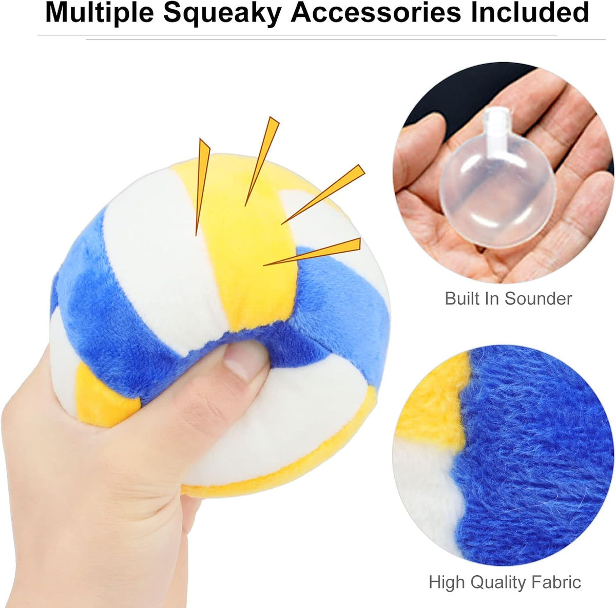 Dog Toys Balls, Chewable Plush Football for Dogs, Soft Pet Ball - Volleyball - image 3