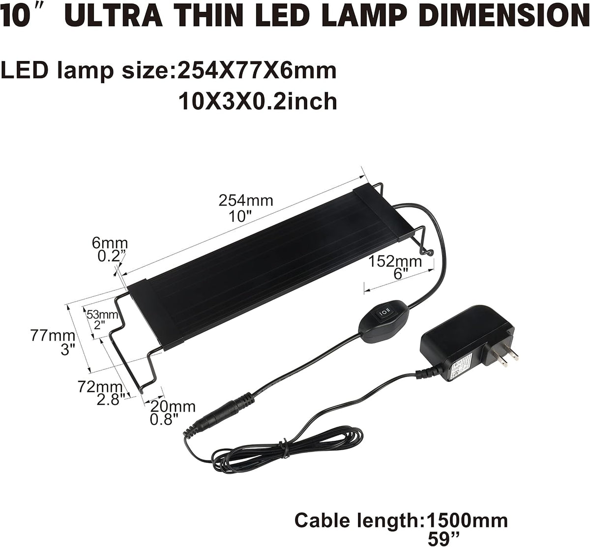 Ultra-Slim Full Spectrum LED Aquarium Light with Adjustable - 10-15" - image 2
