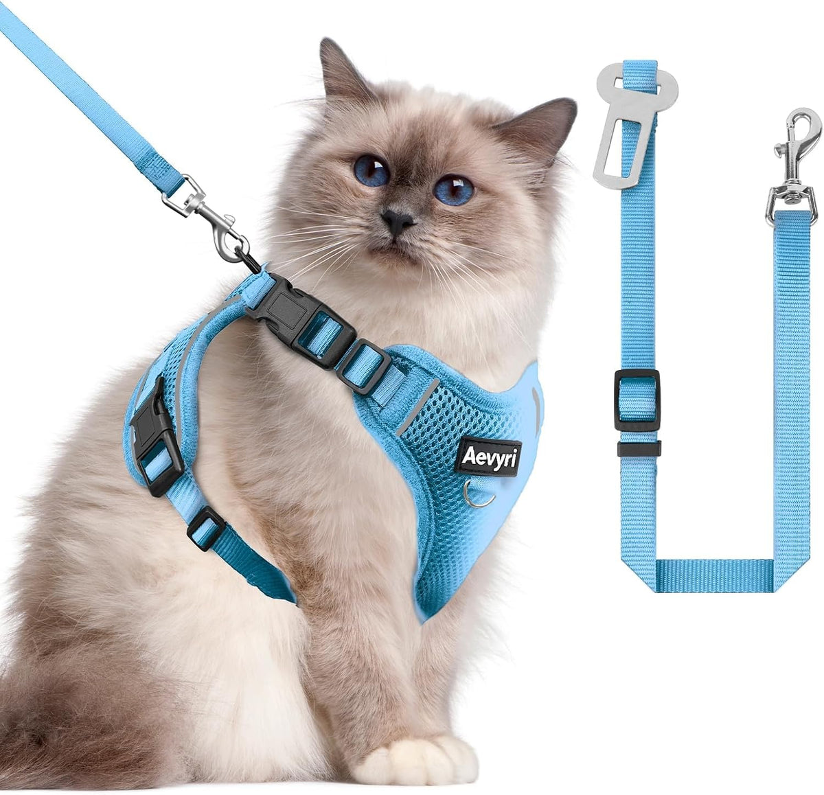 Cat Harness, Cat Harness and Leash for Walking - Blue / L(13-18lb)