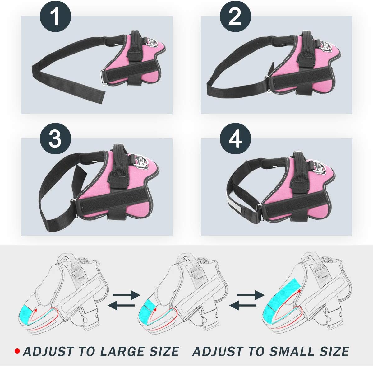 Bolux Dog Harness, No-Pull Reflective Dog Vest - Small (Pack of 1) / Pink - image 2