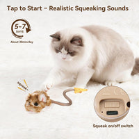 Migipaws Interactive MigiMouse Cat Toy 360° Rolling & Spin with Mesh - Long-Brown - image 3