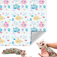 Cat Grooming Wrap, Self-Adherent Soft Cat Blanket to Wrap, Nail Clipping, Anti-Bite, Anti-Scratch, Anti-Escape Calming Wrap (Ocean, 10-13 lbs)
