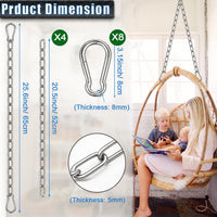 2 Pack Hanging Swing Chain with 4 Carabiners 25in, Swing Chairs - Silver / 25in×4pcs - image 2