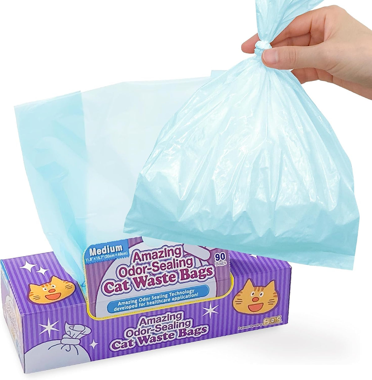 BOS Amazing Odor Sealing Cat Waste Disposal Bags - 90 Count (Pack of 1)