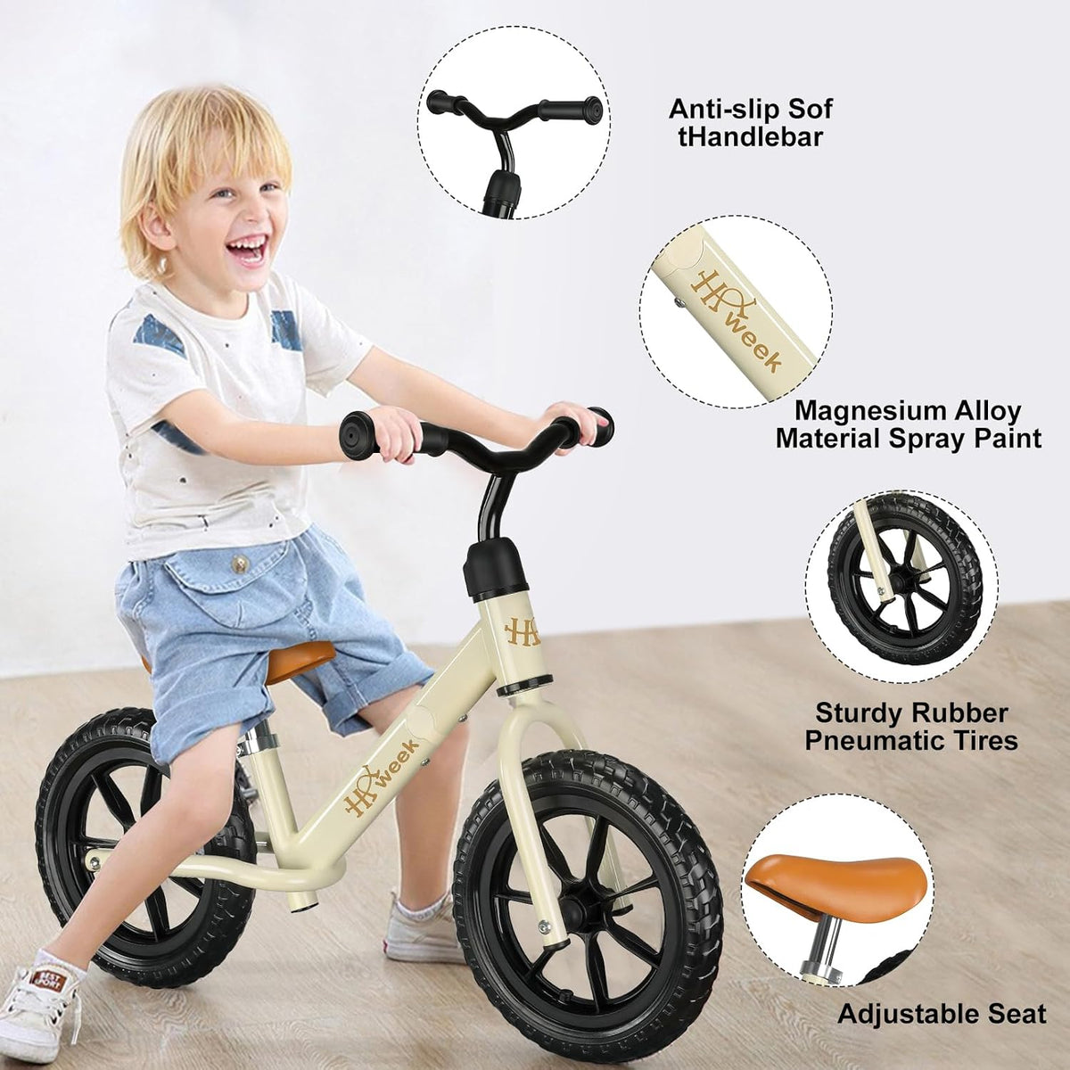 Toddler Balance Bike for 3-5 Year Old 12” No Pedal Training Bike Toys - Bk-white - image 3