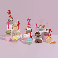 Gyufise 24Pcs Dance King Cupcake Toppers Glitter Jazz Dancers Happy - Red - image 4