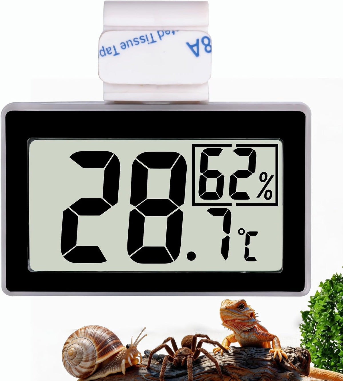 Digital Reptile Thermometer for Tank - Black