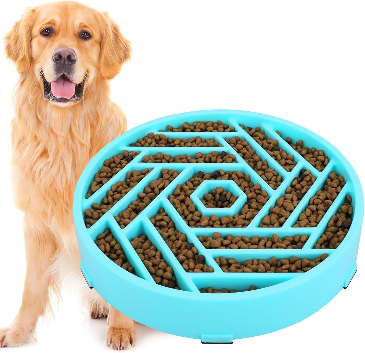 TOBYTO Slow Feeder Dog Bowls Large Medium Breed - Blue