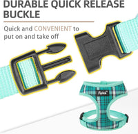 Pupteck Soft Mesh Dog Harness Sized and Leash Set Pet Puppy Cat - Green / S (NECK: 12", CHEST: 14"-18") / Classic over-the-head harness - image 4