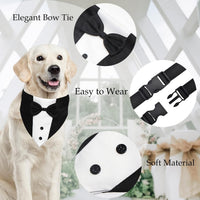 GOYOSWA Dog Tuxedo Suit Wedding Bandana Collar with Bow Tie - Large: Neck 15"-25" - image 3