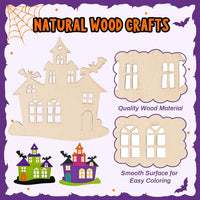 Max Fun 60PCS Halloween Crafts Painting Wooden Slices Cutouts - 60 - image 2