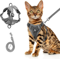 Wanheart cat Chest Harness and Leash - grey / L:11.02-16.5lb