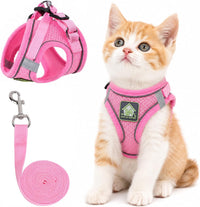 Cat Vest Harness and Leash Set - Pink / X-Small (Chest: 8"-9")