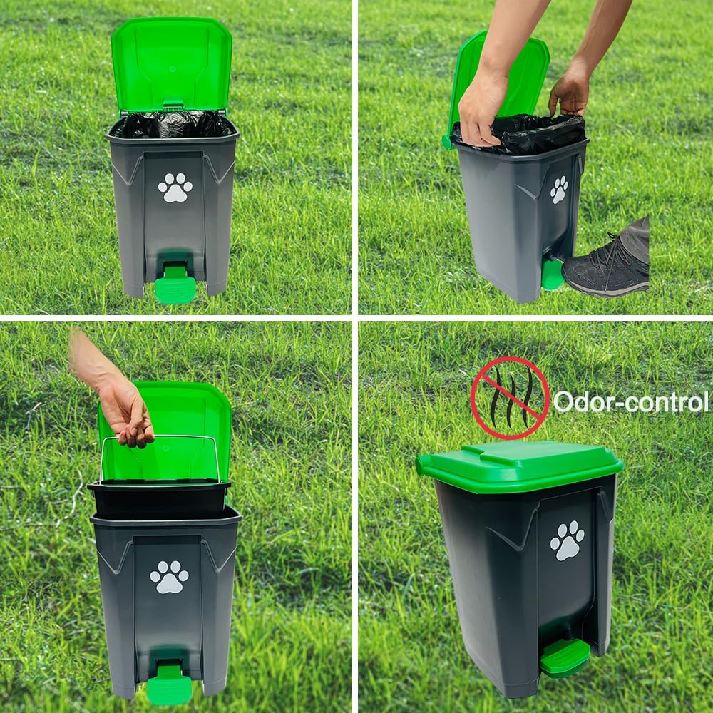 20L Dog Poop Trash Can Outside with Pooper Scooper & 50 Waste Bags – Essentials for Dogs - image 4