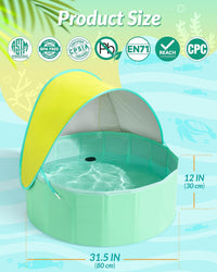 Hikiddy Foldable Kiddie Pool with Canopy: Baby Infant Toddler Kids - Lemon & Mint / 31.5in - image 3