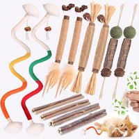 Cat Toys Cat Chew Toys, Silvervine Sticks Catnip Rope Toys for Cats Teeth Cleaning, Kitten Dental Care, Kitty for Indoor Cats Increase Appetite,Enhances Oral & Dental Health (21 Pack)