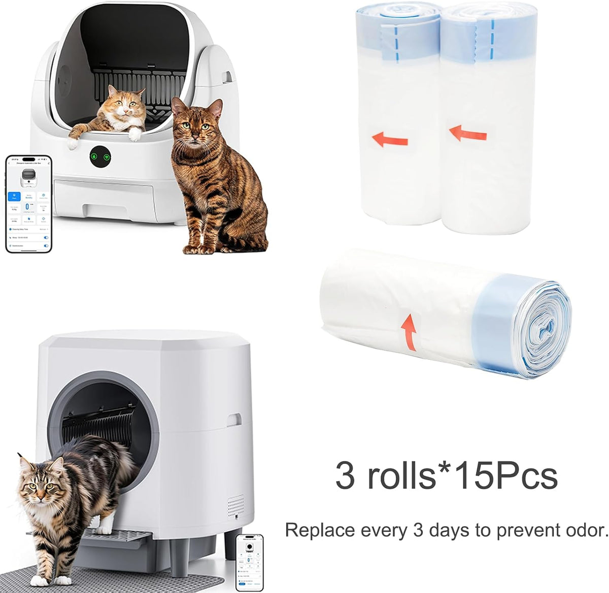 Automatic Litter Box, Self Cleaning Litter Box, Odor Control - White & Blue - image 4