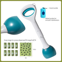 Dog Pooper Scooper Portable with Bag Attachment - Green + 120 garbage bags + dispenser - image 2