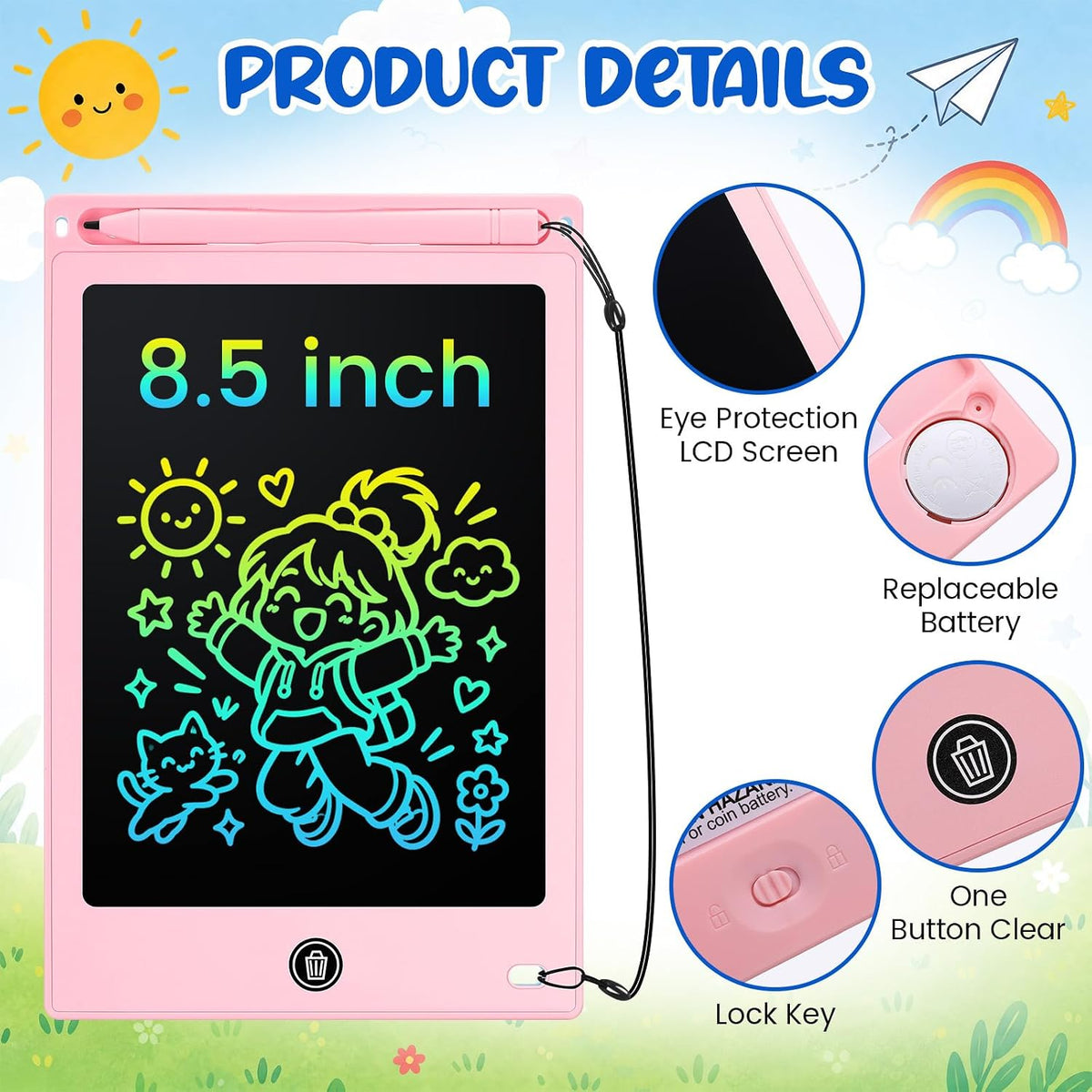 Zhehao 20 Pack 8.5 Inch LCD Writing Tablet Drawing Board - Pastel / Stylish - image 2
