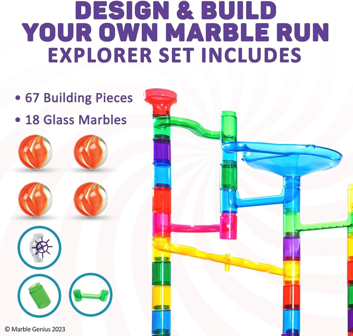 Marble Genius Marble Run Super Set, 150 Translucent Pieces - 85 Pieces - Explorer Set - image 3
