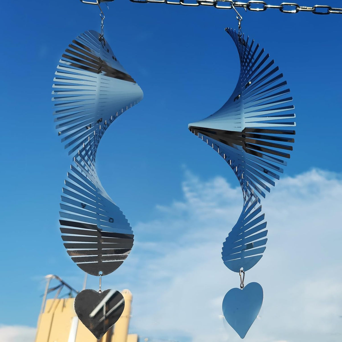DJUAN Metal Bird Scare Discs Set-Highly Reflective Double-Sided Bird - 2pcs-silver Fishbone - image 2