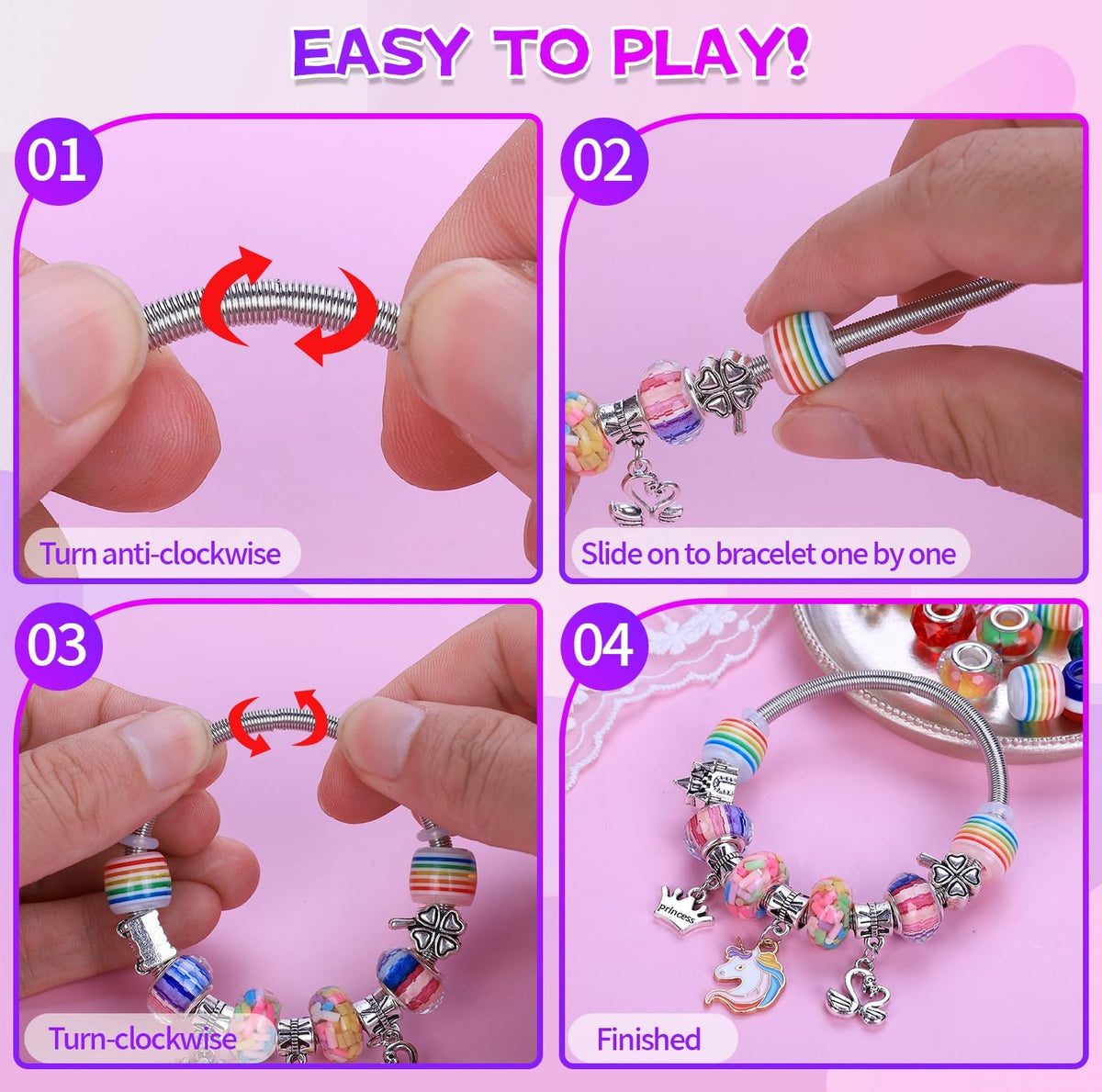 VICTLOV Charm Bracelet Making Kit, DIY Craft for Girls - Aqua 95 Pieces - image 4