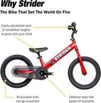 Strider 14x classic balance bike in Rocket Red for kids ages 3 to 6 - view 8