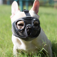 Short Snout Dog Muzzle - Adjustable Breathable Mesh Bulldog Muzzle for Biting Chewing Barking - Grey / X-large/ 18"-25"