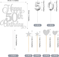 50th Birthday Cake Decorations - Silver - image 2