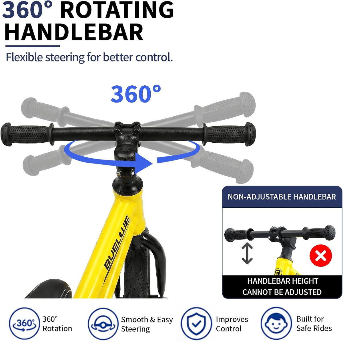 16 Inch Balance Bike for Big Kids Aged 4-8 Boys & Girls – Fun for Kids & Family - Yellow - image 4