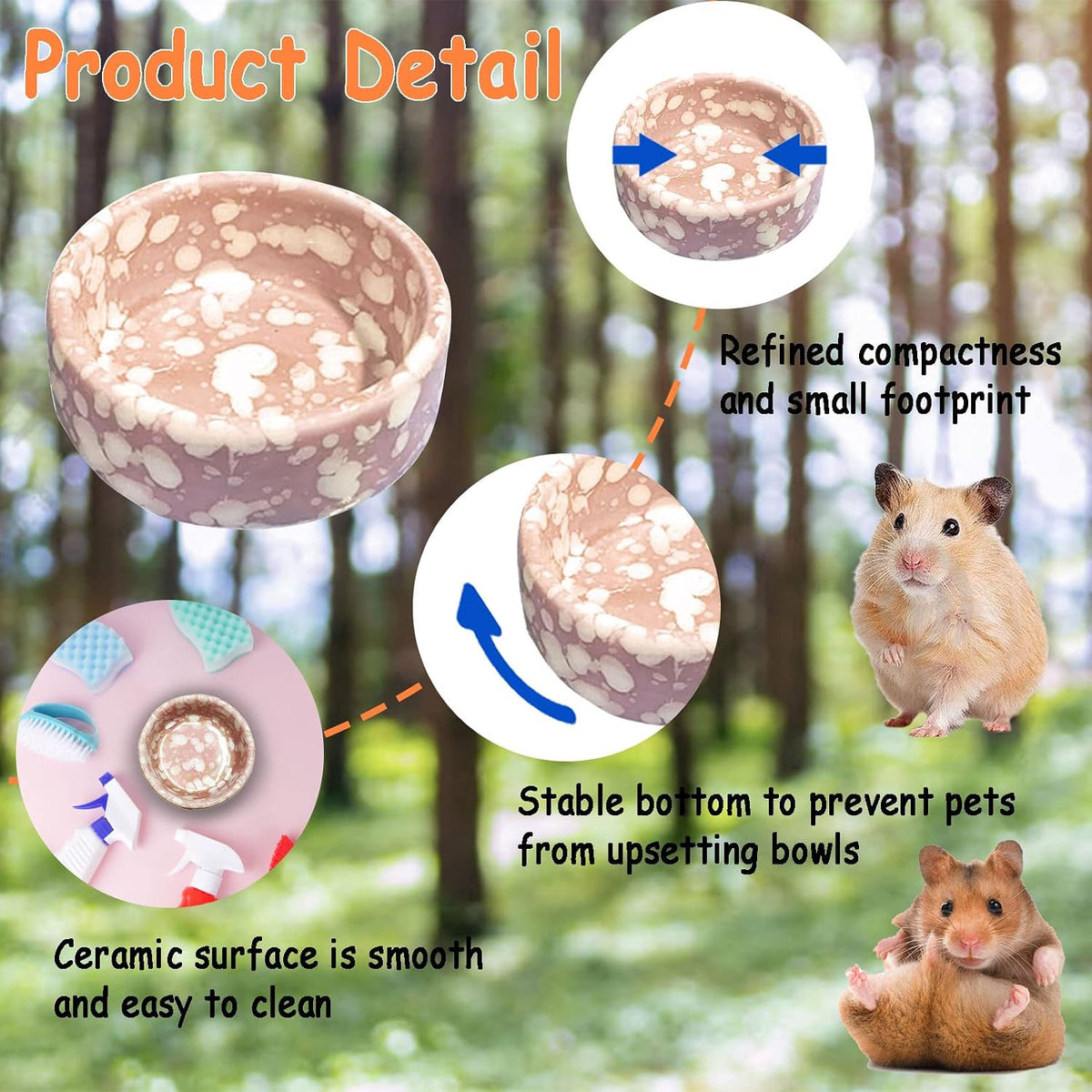 2 Pcs Hamster Food Bowl Guinea Pig Ceramic Water Bowl Small Animal - Pink / 2Pcs:S - image 4