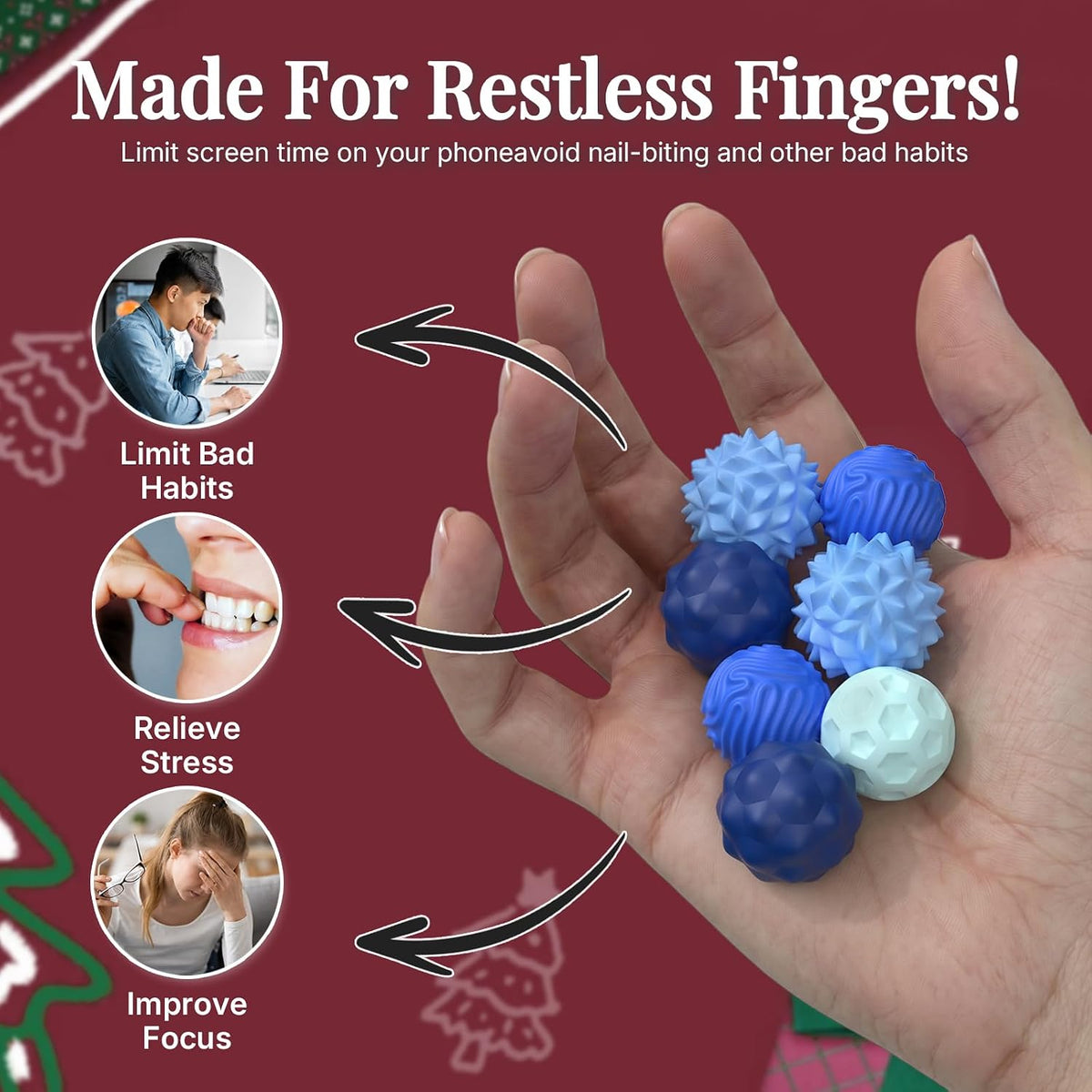 Magnetic Fidget Balls for Adults & Teens - Xmas-blue - image 2