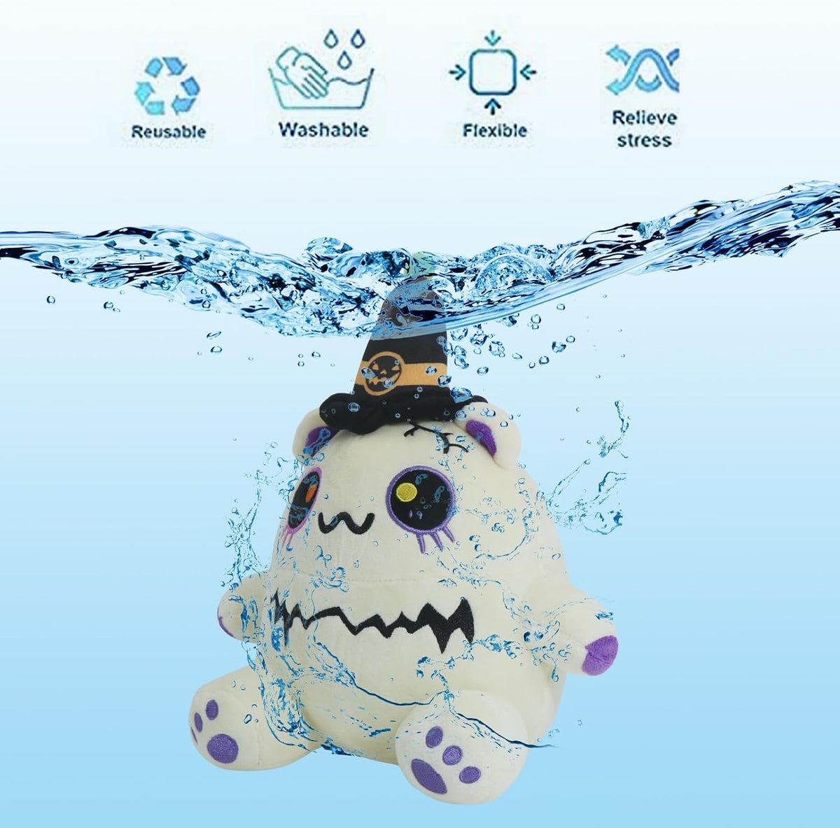 CAIYUEGG reversible Halloween plush showing bat ghost and pumpkin sides - view 5