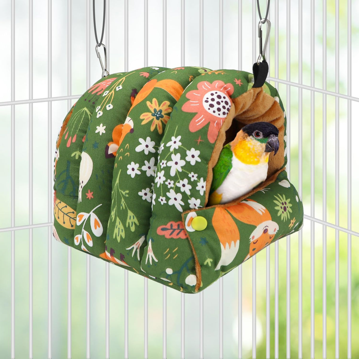 Wontee Bird Nest House Winter Warm Snuggle Hut Bird Bed Hanging - Medium / Green - image 2