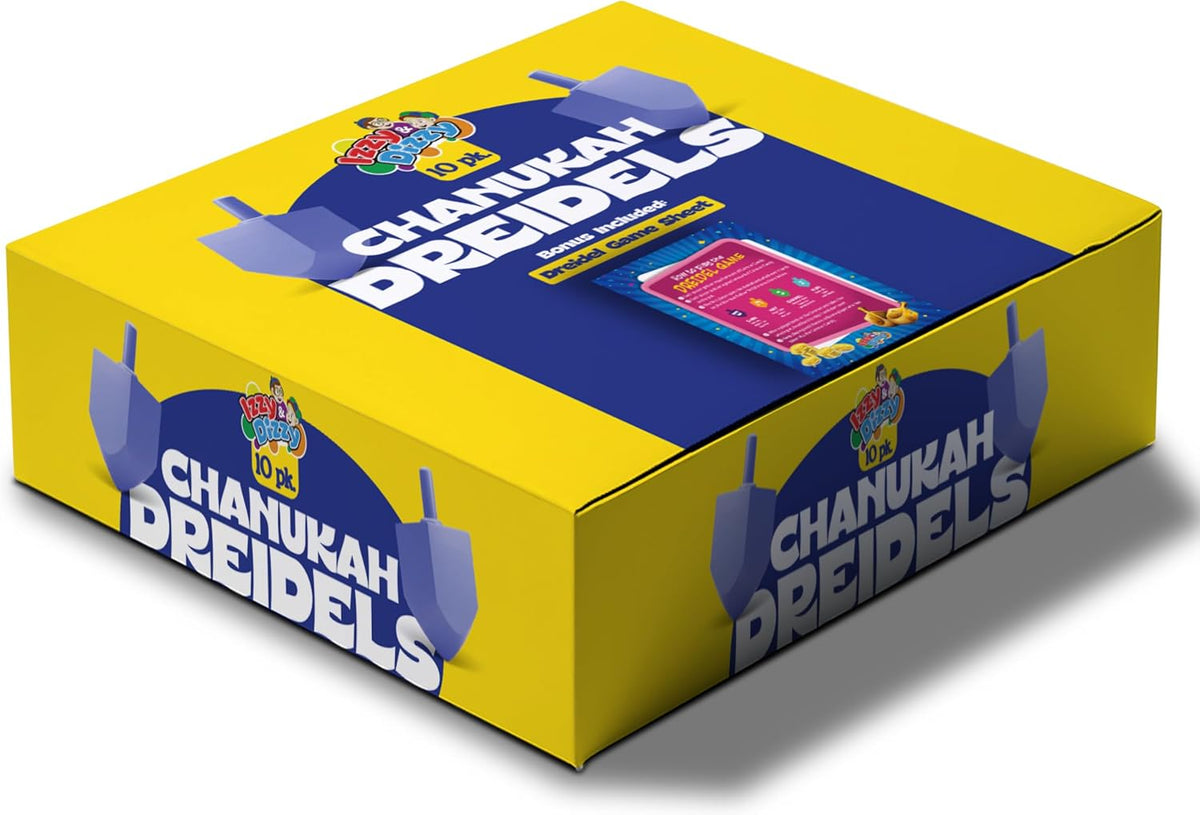 Izzy n Dizzy wooden Hanukkah dreidels 10 pack with coin gelt, gelt trays and instruction cards - view 12