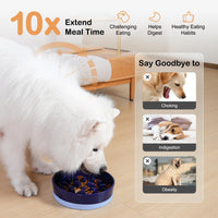 Sted Ceramic Slow Feeder Dog Bowls for Medium Large Breed – Essentials for Dogs - Large-9.5 inches / Blue - image 3