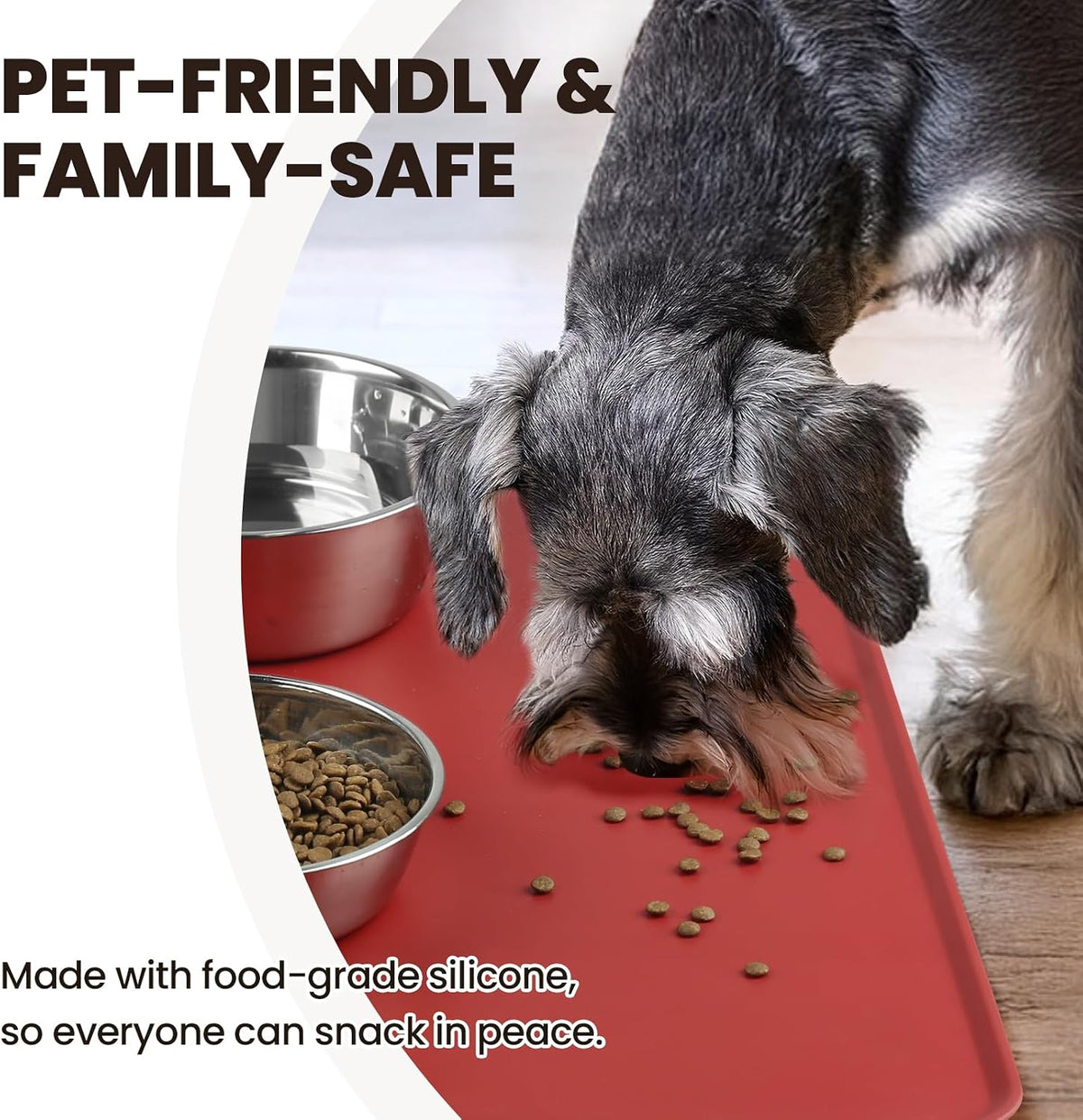 VIVAGLORY Pet Food Mat Flexmat Dog Bowl Mat, S - Burgundy / S (18.9 x 11.8in) - image 3