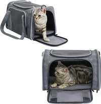 Cat Carrier, Portable Foldable Dog Pet Carrier - 17.5"L x 11.0"W x 11.0"H / Light Grey - image 3