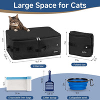 Portable Cat Travel Litter Box with Lid and 10 Pcs Disposable Liner - BLACK - image 2