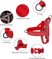 Didog No Pull Dog Harness with Breathable Mesh Padded, Full Reflective & Quick Fit Adjustable Vest Harness, Easy for Training Walking for Small & Medium and Large Dogs (Red, L:Chest 26-32")