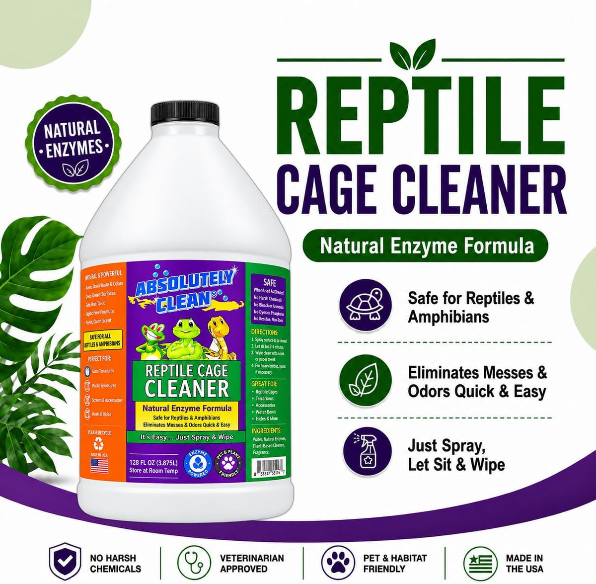 Absolutely Clean Amazing Reptile & Amphibian Terrarium Cleaner - 128 Fl Oz (Pack of 1) - image 2