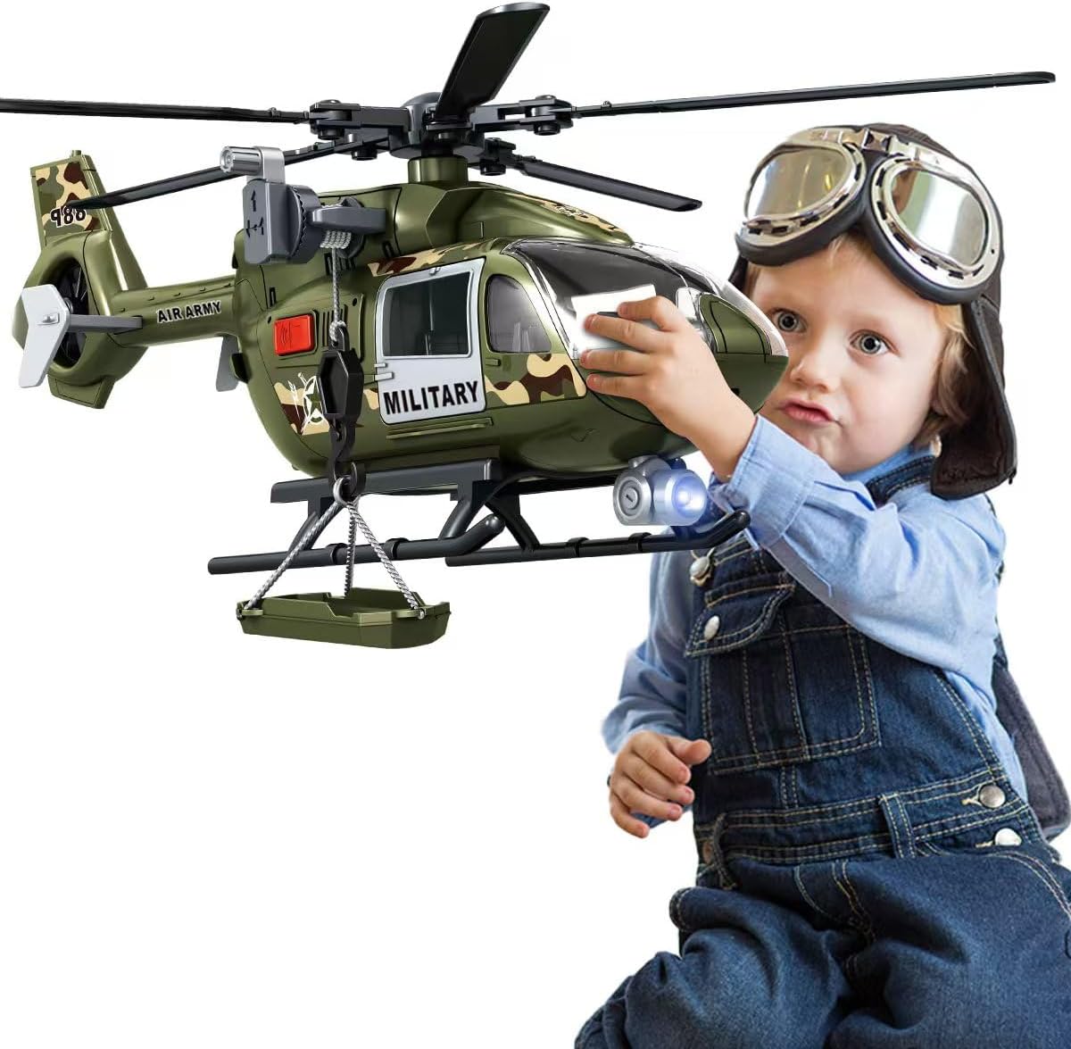 CSDCSD large helicopter toy with crane and cargo basket, lights and sounds - view 2