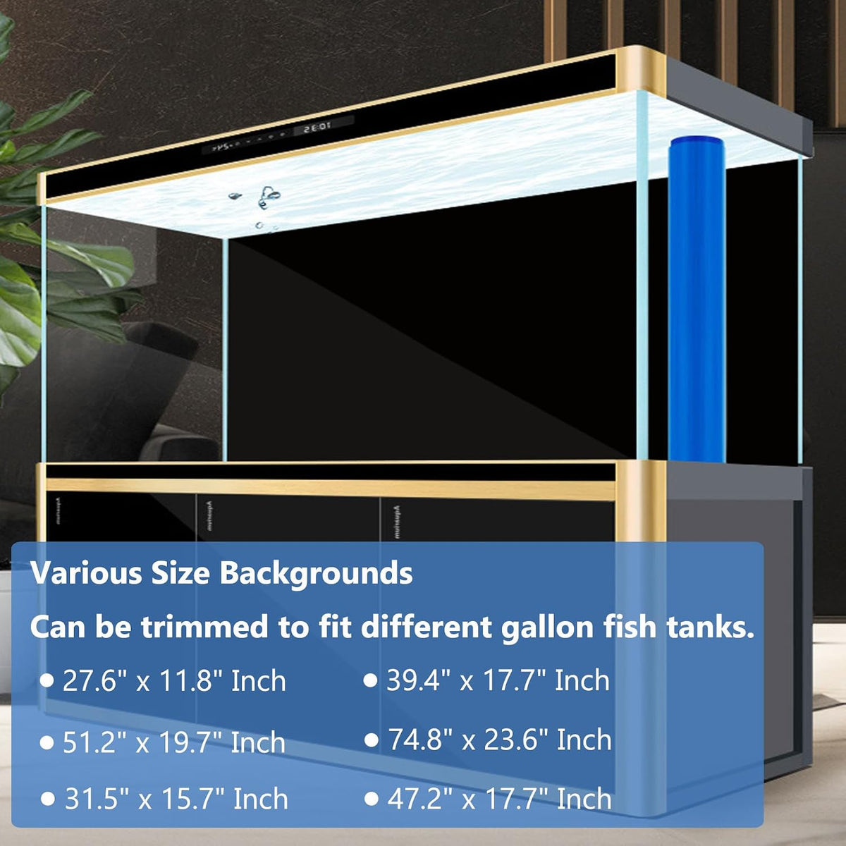 XCNO Black Aquarium Background Fish Tank Film, Static Cling - 31.5" x 15.7" In - image 2