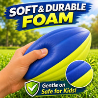 Liberty Imports 3-pack of 8.5 inch soft foam footballs for kids in blue and neon yellow - view 2