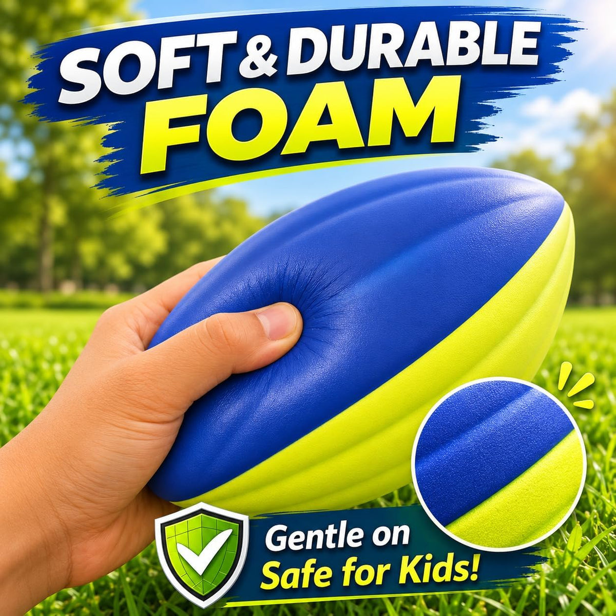 Liberty Imports 3-pack of 8.5 inch soft foam footballs for kids in blue and neon yellow - view 2